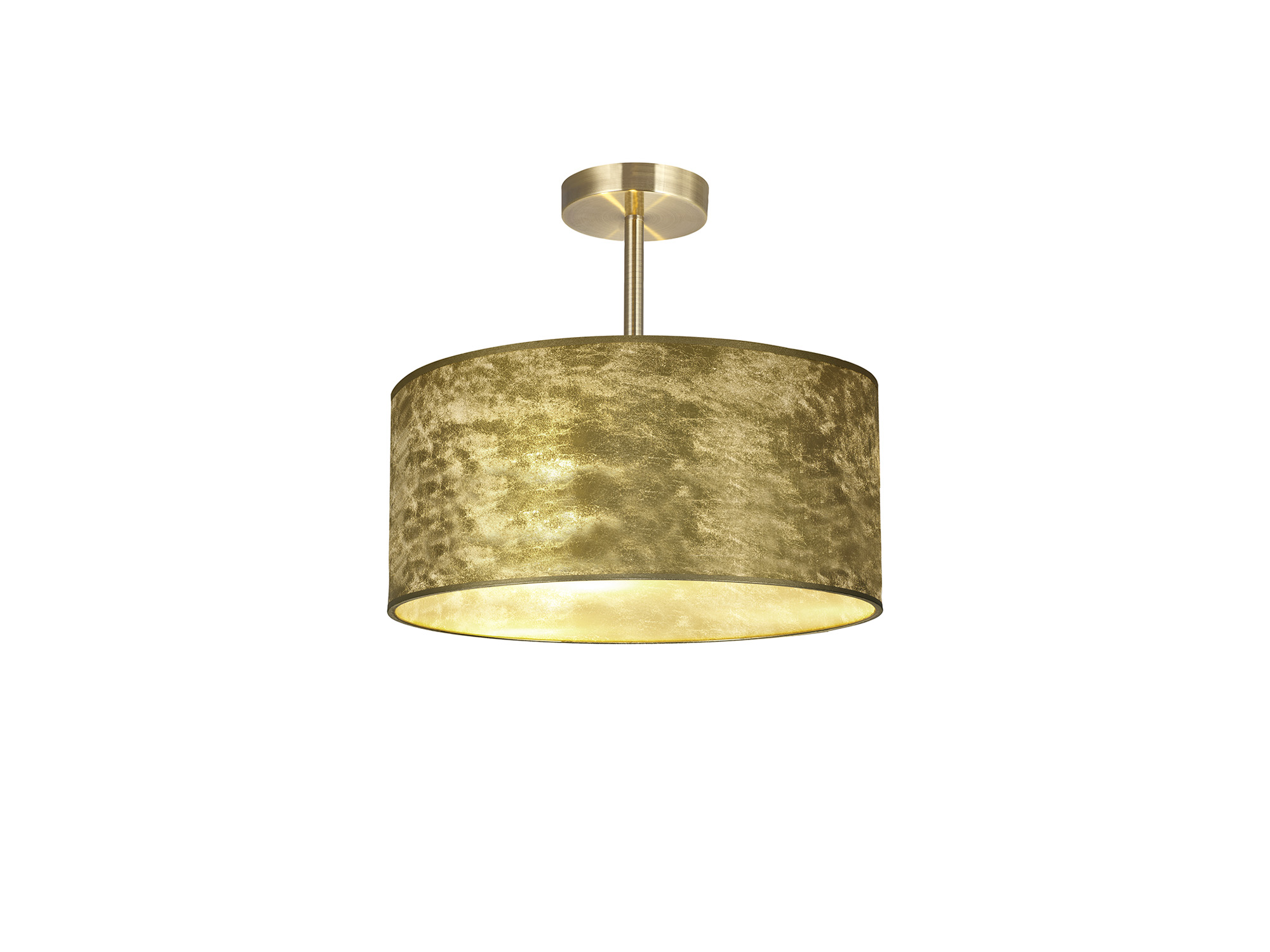 DK0830  Baymont 40cm Semi Flush 3 Light Antique Brass, Gold Leaf